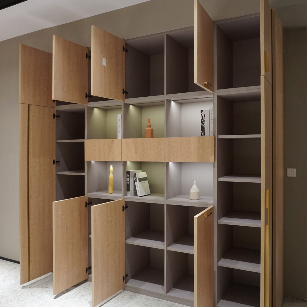 Wooden glass bedroom cabinet